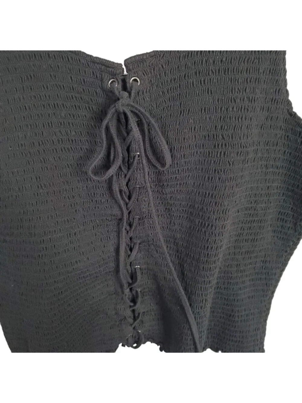 Hot Topic 4 Size 4X Top Smocked Lace Up Corset Tank Gothic Cottagecore Stretchy - Picture 7 of 9